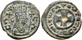 Anonymous, circa 460s-first quarter 6th century. Lepton (Gilt Bronze, 16 mm, 1.47 g, 2 h). CΛ X - Λ-CΛ Draped half-length male bust to right, wearing ...
