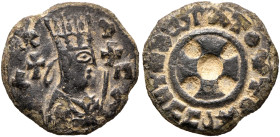 Anonymous, circa 460s-first quarter 6th century. Lepton (Gilt Bronze, 15 mm, 1.34 g, 7 h). CΛ X - Λ-CΛ Draped half-length male bust to right, wearing ...