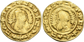 Anonymous, After 480s. Chrysos (Gold, 17 mm, 1.42 g, 12 h). ✠ↃΛↃ✠CIN✠CΛX✠ΛCΛ Draped half-length male bust to right, wearing tiara and circular earring...