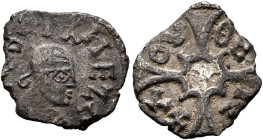 Nezana/Nezool, circa 480s-500. Argyros (Gilt Billon, 14 mm, 0.67 g, 2 h). NEZΛ-[N]Λ BA Draped bust of Nezana/Nezool to right, wearing tight-fitting he...