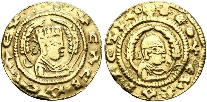 Ousanas II, early 6th century. Chrysos (Gold, 17 mm, 1.51 g, 12 h). ✠OYCAC BACIΛ...