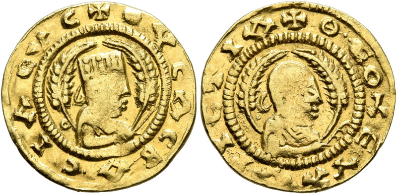 Ousanas II, early 6th century. Chrysos (Gold, 17 mm, 1.55 g, 12 h). ✠OYCAC BA•CI...