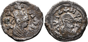Kaleb, circa 510-530s. Argyros (Billon, 14 mm, 0.85 g, 12 h). ከለበ-ነገሠ ('klbngs' = 'Kaleb, king' in Ge'ez) Draped bust of Kaleb to right, wearing tiara...