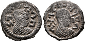 Kaleb, circa 510-530s. Argyros (Billon, 13 mm, 0.72 g, 12 h). ከለበ-ነገሠ ('klbngs' = 'Kaleb, king' in Ge'ez) Draped bust of Kaleb to right, wearing tiara...