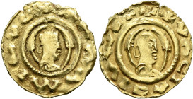 Alla Amidas/Armeha, before 540-550s. Chrysos (Electrum, 17 mm, 1.48 g, 12 h). ✠ΑΛΑ ΑΜΙδ∀C Draped half-length bust of Alla Amidas/Armeha to right, wear...