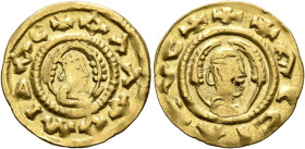 Alla Amidas/Armeha, before 540-550s. Chrysos (Gold, 18 mm, 1.61 g, 12 h). ✠ΑΛΛΑ ΑΜΙΔΑC Draped half-length bust of Alla Amidas/Armeha to right, wearing...