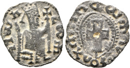 Alla Amidas/Armeha, before 540-550s. Dilepton (Gilt Bronze, 19 mm, 1.50 g, 12 h). ነገሠአ-ረመሐ ('ngsʼrmh' = 'King Armeha' in Ge'ez) Alla Amidas/Armeha sea...
