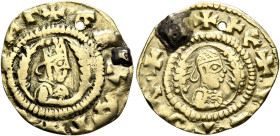 Ella Gabaz/Wazen Agad, circa late 550s-560s. Chrysos (Electrum, 17 mm, 1.31 g, 10 h). ✠AΛΛA ΓΑ[ΒΑZ] ИΓ Draped half-length bust of Ella Gabaz/Wazen Aga...