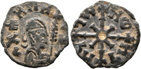 Ella Gabaz/Wazen Agad, circa late 550s-560s. Lepton (Gilt Bronze, 15 mm, 0.89 g, 2 h). ለአሐዘበዘ-ዐደለ ('lʼhzbzydl' = 'To please the peoples' in Ge'ez) Dra...