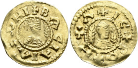 Israel, second half of the 570s. Chrysos (Gold, 18 mm, 1.48 g, 9 h). ✠BACIΛΙ AξⲰHΙ Draped half-length bust of Israel to right, wearing tiara and circu...