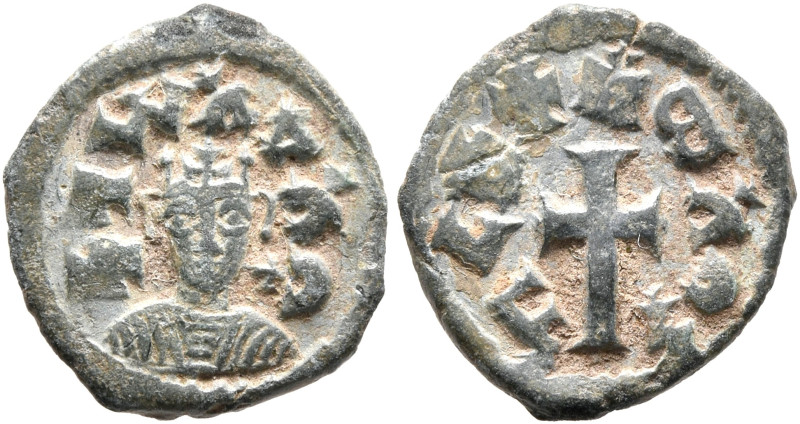 Joel, circa 590s-after 610. Lepton (Bronze, 12 mm, 0.77 g, 5 h). ነገሠ አዐአለ ('ngs ...