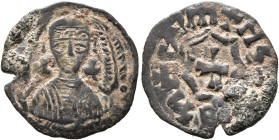 Hethasas/Hataza, circa 610s-630s. Lepton (Bronze, 17 mm, 1.00 g, 11 h), before 620 (?). Draped bust of Hethasas/Hataza facing, wearing tight-fitting h...