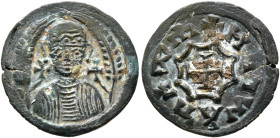 Hethasas/Hataza, circa 610s-630s. Lepton (Bronze, 17 mm, 1.49 g, 12 h), before 620 (?). Draped bust of Hethasas/Hataza facing, wearing tight-fitting h...
