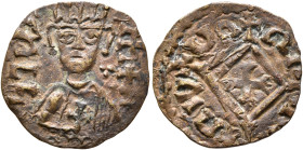 Hethasas/Hataza, circa 610s-630s. Lepton (Bronze, 16 mm, 0.95 g, 10 h), after 630 (?). ነገሠ-ሐተዘ ('ngshtz' = 'King Hataza' in Ge'ez) Draped bust of Heth...