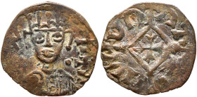 Hethasas/Hataza, circa 610s-630s. Lepton (Bronze, 15 mm, 1.10 g, 11 h), after 630 (?). ነገሠ-ሐተዘ ('ngshtz' = 'King Hataza' in Ge'ez) Draped bust of Heth...