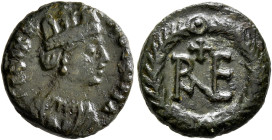 OSTROGOTHS. Municipal coinage of Ravenna, time of Theoderic, 493-526. Dekanummion (Bronze, 15 mm, 3.12 g, 6 h), circa 493-518. FELIX RAVENNA Turreted ...