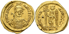 OSTROGOTHS. Athalaric, 526-534. Solidus (Gold, 20 mm, 4.20 g, 6 h), struck in the name of Justinian I (527-565), Rome, 527-534. D N IVSTINIANVS P P AV...