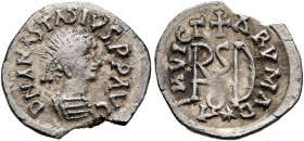 GEPIDS. Uncertain king, 454-552. 1/4 Siliqua (Silver, 14 mm, 0.85 g, 5 h), imitating a Gothic issue from Mediolanum, Sirmium. D N ANASTASIVS P P AVG P...