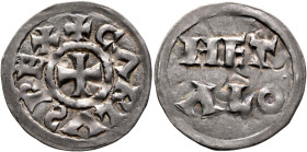 CAROLINGIANS. Charles (the Simple), as Charles IV, king of West Francia, 898-922. Denier (Silver, 22 mm, 1.55 g, 9 h), immobilized issue in the name o...