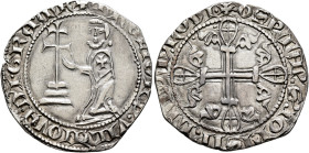 CRUSADERS. Knights of Rhodes (Knights Hospitallers). Hélion of Villeneuve, 1319-1346. Gigliato (Silver, 25 mm, 3.48 g, 2 h). ✠ FR:ELION' D' VILANOVA D...