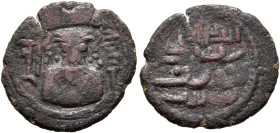 ISLAMIC, Umayyad Caliphate. temp. Suleiman ibn 'Abd al-Malik, AH 96-99 / AD 715-717. Pashiz (Bronze, 17 mm, 1.81 g, 1 h), Arab-Sasanian type, mint ill...