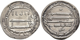 ISLAMIC, 'Abbasid Caliphate. al-Hadi, AH 169-170 / AD 785-786. Dirham (Silver, 24 mm, 2.96 g, 3 h), Madinat al-Salam, AH 169 = 785/6. ‘lā ilāha illā /...