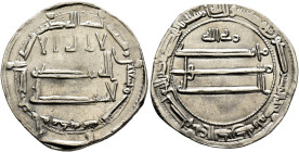 ISLAMIC, 'Abbasid Caliphate. temp. Al-Amin, AH 193-199 / AD 809-813. Dirham (Silver, 21 mm, 3.00 g, 9 h), citing 'Rabbi Allah' in Kufic in the first l...