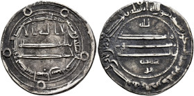 ISLAMIC, 'Abbasid Caliphate. temp. Al-Ma'mun, AH 193-218 / AD 809-833. Dirham (Silver, 22 mm, 2.93 g, 3 h), Isbahan (Isfahan), AH 198 = 813/4. ‘lā ilā...