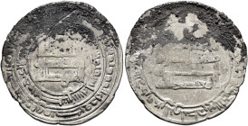 ISLAMIC, 'Abbasid Caliphate. Al-Mu'tadid, AH 279-289 / AD 892-902. Dirham (Silver, 24 mm, 2.98 g, 12 h), Nasibin, AH 285 = 898/9. ‘lā ilāha illā / All...
