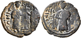 ISLAMIC, Anatolia & al-Jazira (Post-Seljuk). Zangids (Syria). Nur al-Din Mahmud, AH 541-569 / AD 1146-1173. Fals (Bronze, 22 mm, 3.76 g, 6 h), Halab, ...