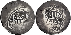 ISLAMIC, Mongols. Chaghatayid Khans. Qazan Timur, AH 744-747 / AD 1343-1346. Dinar (Silver, 30 mm, 8.00 g), Madinat al-Rijal Tirmidh. Within a square,...