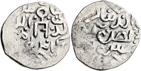 ISLAMIC, Mongols. Golden Horde. Toqta, AH 690-713 / AD 1291-1313. Dinar (Silver, 17 mm, 1.49 g), Saray. Citing the ʿAbbasid caliph al-Nasir li-din All...