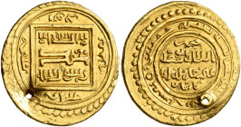 ISLAMIC, Mongols. Ilkhanids. Abu Sa'id, AH 716-736 / AD 1316-1335. Dinar (Gold, 19 mm, 4.27 g, 12 h), type F, Kashan, AH 725 = 1324/5. Within a square...