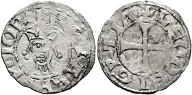 ARMENIA, Cilician Armenia. Royal. Levon I, 1198-1219. Denier (Billon, 18 mm, 0.80 g, 8 h), Sis. Coronation issue, 1198. ✠ RЄX AR ME NOR Crowned facing...