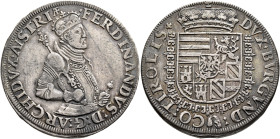 AUSTRIA. Holy Roman Empire. Ferdinand II, Archduke, 1564-1595. Taler (Silver, 40 mm, 28.58 g, 12 h), Hall, no date. FERDINANDVS:D:G ARCHIDVX•AVSTRIAE ...