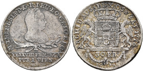 AUSTRIA. Holy Roman Empire. Maria Theresia, Empress, 1740-1780. 30 Kreuzer 1776 (Silver, 30 mm, 9.22 g, 12 h), Vienna. M THERESIA D G RI HU BO GA LO R...