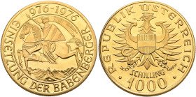 AUSTRIA. Second Republic. 1945-present. 1000 Schilling 1976 (Gold, 27 mm, 13.49 g, 12 h), on the millennium of the investiture of the House of Babenbe...