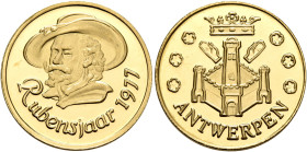 BELGIUM. Boudewijn I, 1951-1993. Medal 1977 (Gold, 21 mm, 6.45 g, 12 h), on the 400th anniversary of the birth of Peter Paul Rubens. Rubensjaar 1977 D...