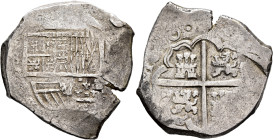 SPAIN, Reino de España. Felipe III el Piadoso, 1598-1621. Cob 8 Reales 1610 (Silver, 37 mm, 27.00 g), Sevilla. Crowned coat of arms. Rev. Coat of arms...