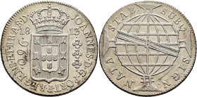 BRAZIL, Colonial. Joao VI, as prince regent, 1799-1816. 960 Reis 1813 (Silver, 40 mm, 26.65 g), Bahia. JOANNES•VI•D•G•PORT•P•REGENS•ET•BRAS•D• Crowned...