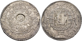 BRAZIL, Colonial. Joao VI, as king of Portugal, 1816-1822. 960 Reis 1820 (Silver, 40 mm, 26.36 g), Rio de Janeiro. JOANNES VI D G PORT BRAS ET ALG REX...
