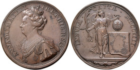 BRITISH, Stuart. Anne, 1702-1714. Medal 1708 (Bronze, 44 mm, 34.52 g), on the capture of the Citadel of Lille. By J. Croker. ANNA•D•G:MAG:BRI:FR:ET•HI...