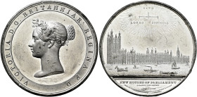 BRITISH, Hanover. Victoria, 1837-1901. Medal (Tin, 64 mm, 105.60 g, 12 h), on the opening of the new Houses of Parliament. By J. Davis, no date (1847)...