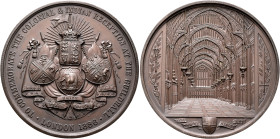BRITISH, Hanover. Victoria, 1837-1901. Medal 1886 (Bronze, 77 mm, 193.13 g, 12 h), on the Colonial and Indian Reception at the Guildhall. By Elkington...