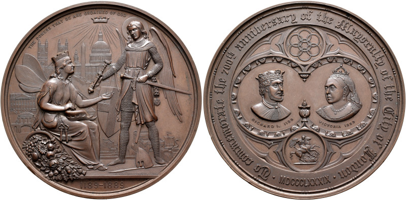 BRITISH, Hanover. Victoria, 1837-1901. Medal 1889 (Bronze, 81 mm, 265.32 g, 12 h...