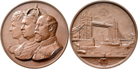 BRITISH, Hanover. Victoria, 1837-1901. Medal 1894 (Bronze, 76 mm, 241.38 g, 12 h), on the opening of the Tower Bridge. By F. Bowcher. Draped busts of ...