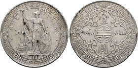 BRITISH, Trade Dollars. Dollar 1898 (Silver, 39 mm, 27.00 g, 12 h), struck for circulation in East Asia, Bombay (Mumbay). Britannia standing facing, h...