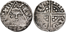 BRITISH, Ireland. Henry III, 1216-1272. Penny (Silver, 18 mm, 1.47 g, 11 h), Dublin. hENRICVS REX III Crowned head of Henry III facing in triangle bet...
