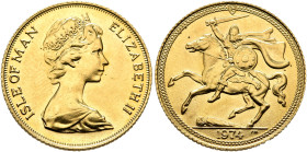 BRITISH, Isle Of Man. Elizabeth II, 1952-2022. Half Pound 1974 (Gold, 19 mm, 4.00 g, 12 h). ISLE OF MAN - ELIZABETH II Crowned and draped bust of Eliz...