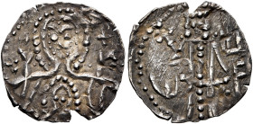 BULGARIA. Second Empire. Ivan Sisman, 1371–1395. Asper (Silver, 14 mm, 0.44 g, 6 h). Half-length facing bust of the Virgin Mary, raising both hands in...